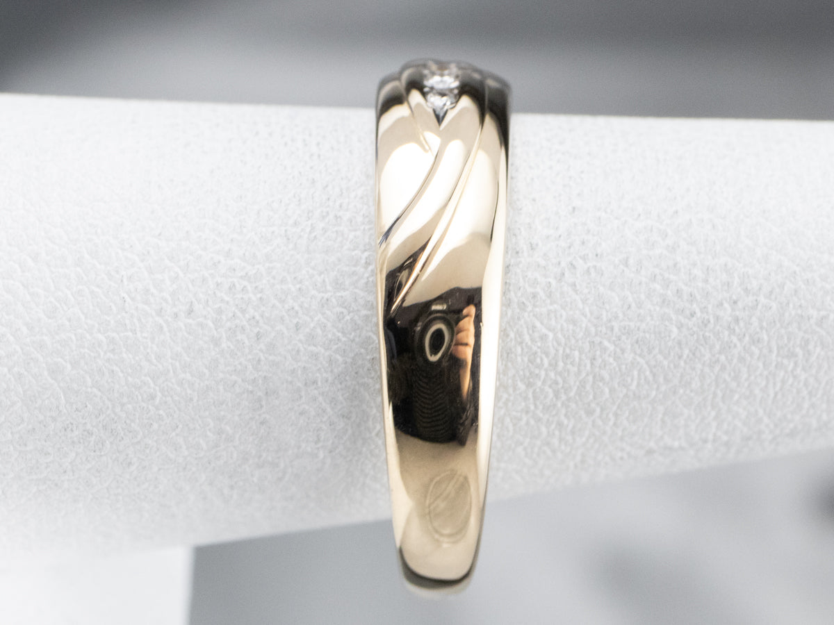 Three Diamond Gold Wedding Band