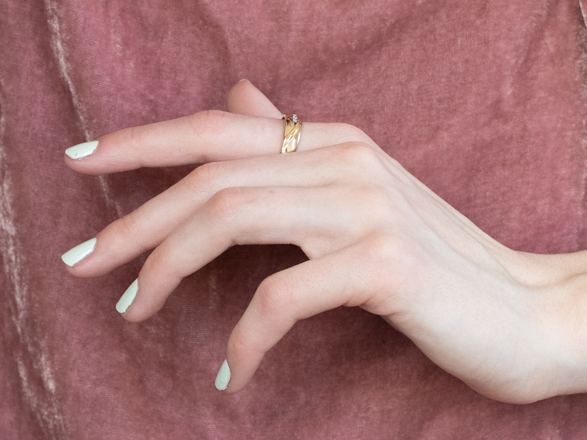 Three Diamond Gold Wedding Band