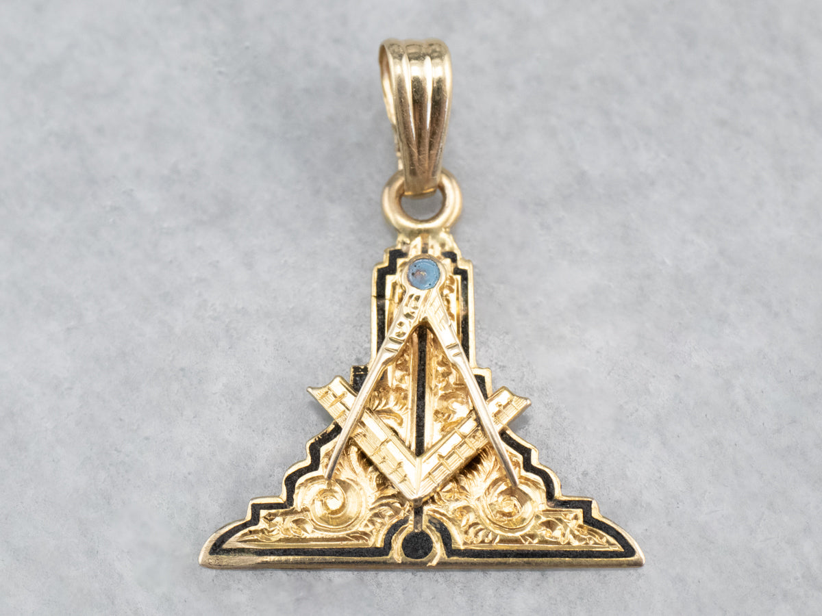 Antique Masonic Enamel and Gold Pendant