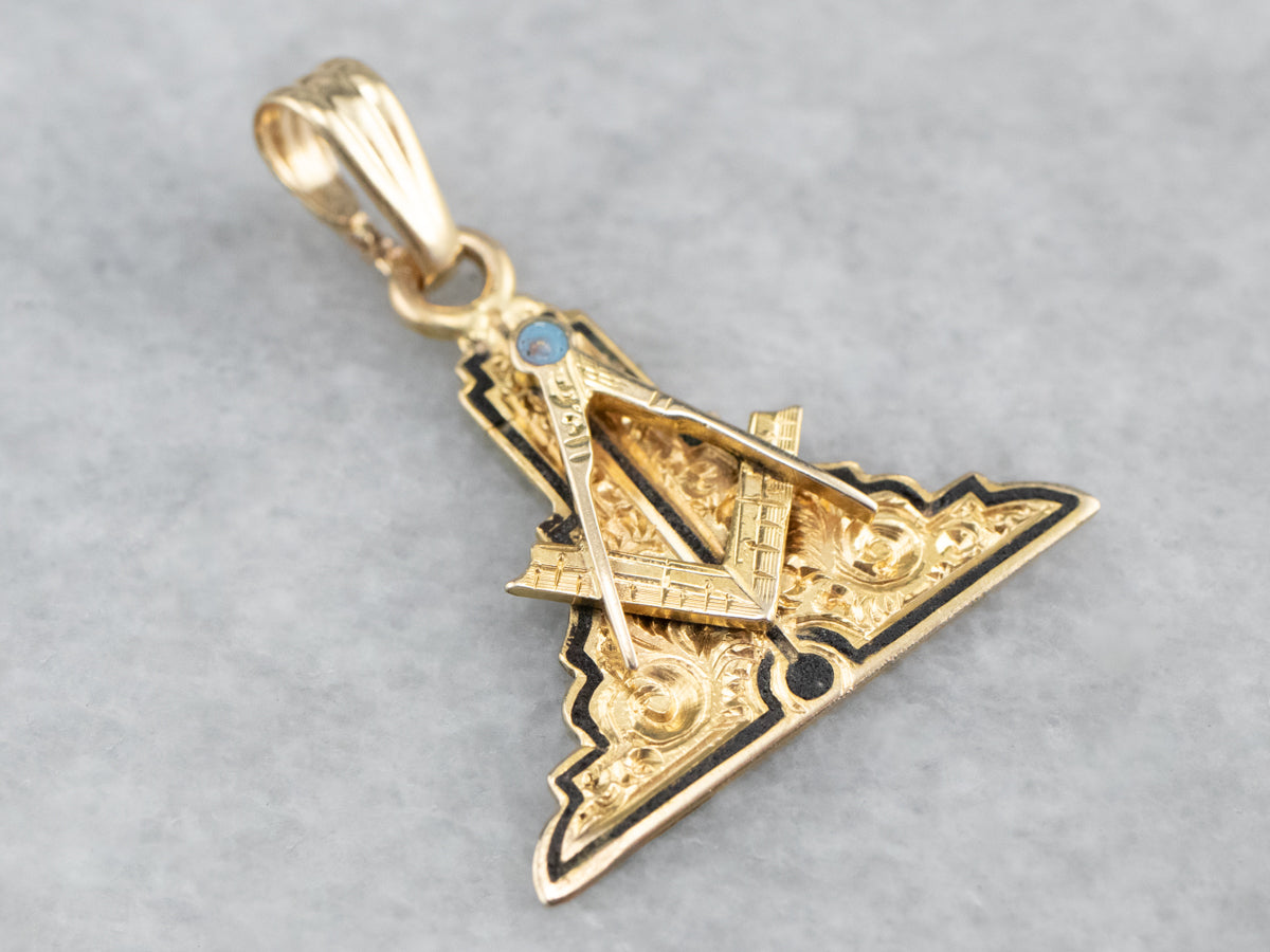 Antique Masonic Enamel and Gold Pendant