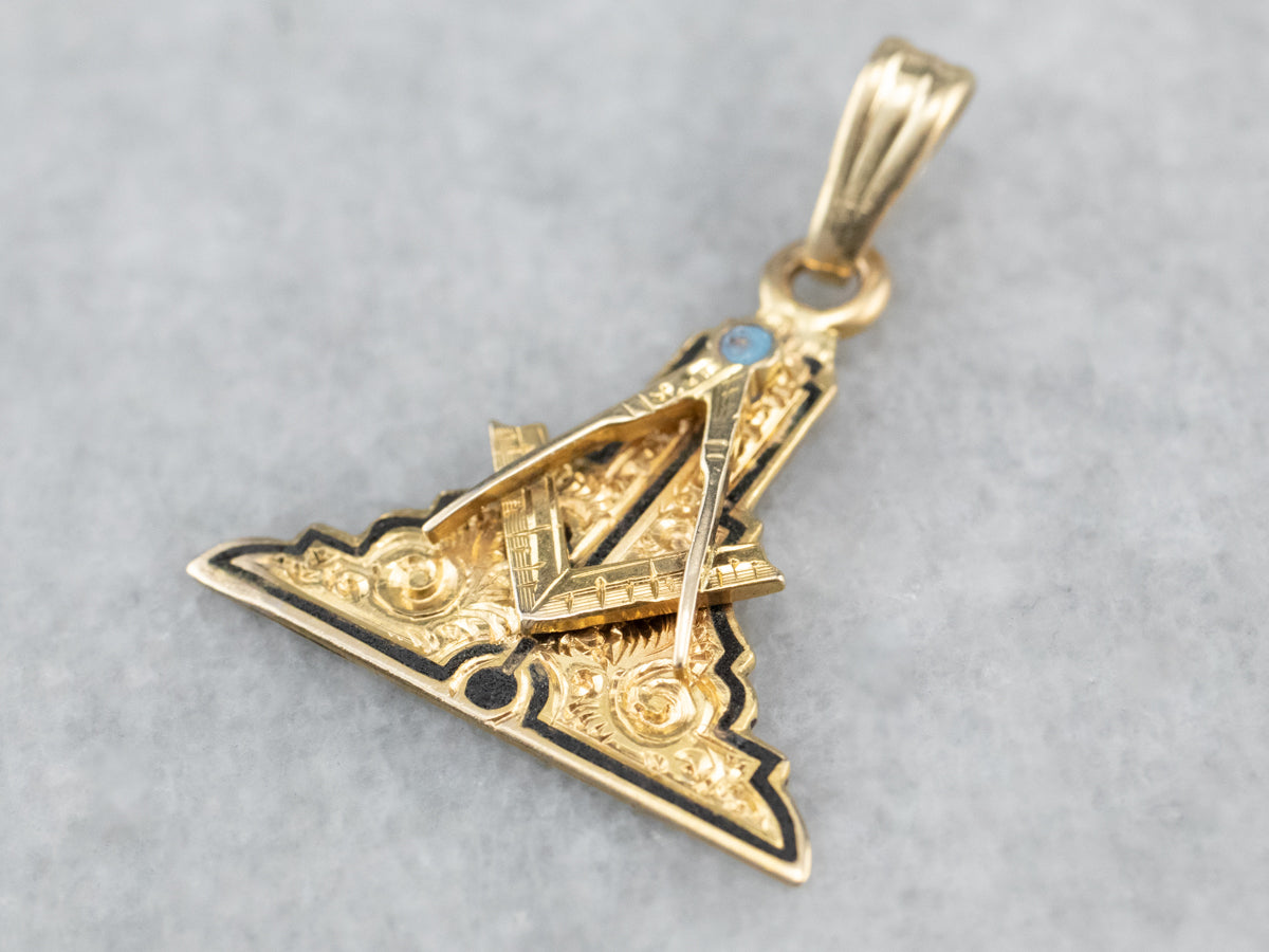 Antique Masonic Enamel and Gold Pendant