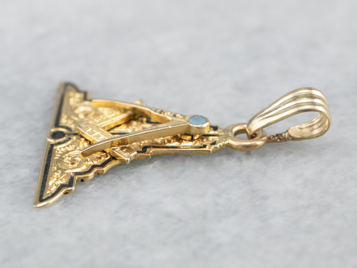 Antique Masonic Enamel and Gold Pendant