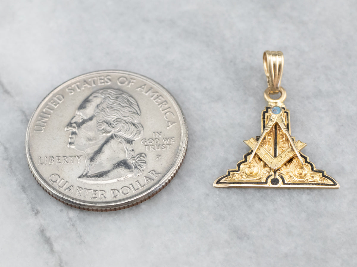 Antique Masonic Enamel and Gold Pendant