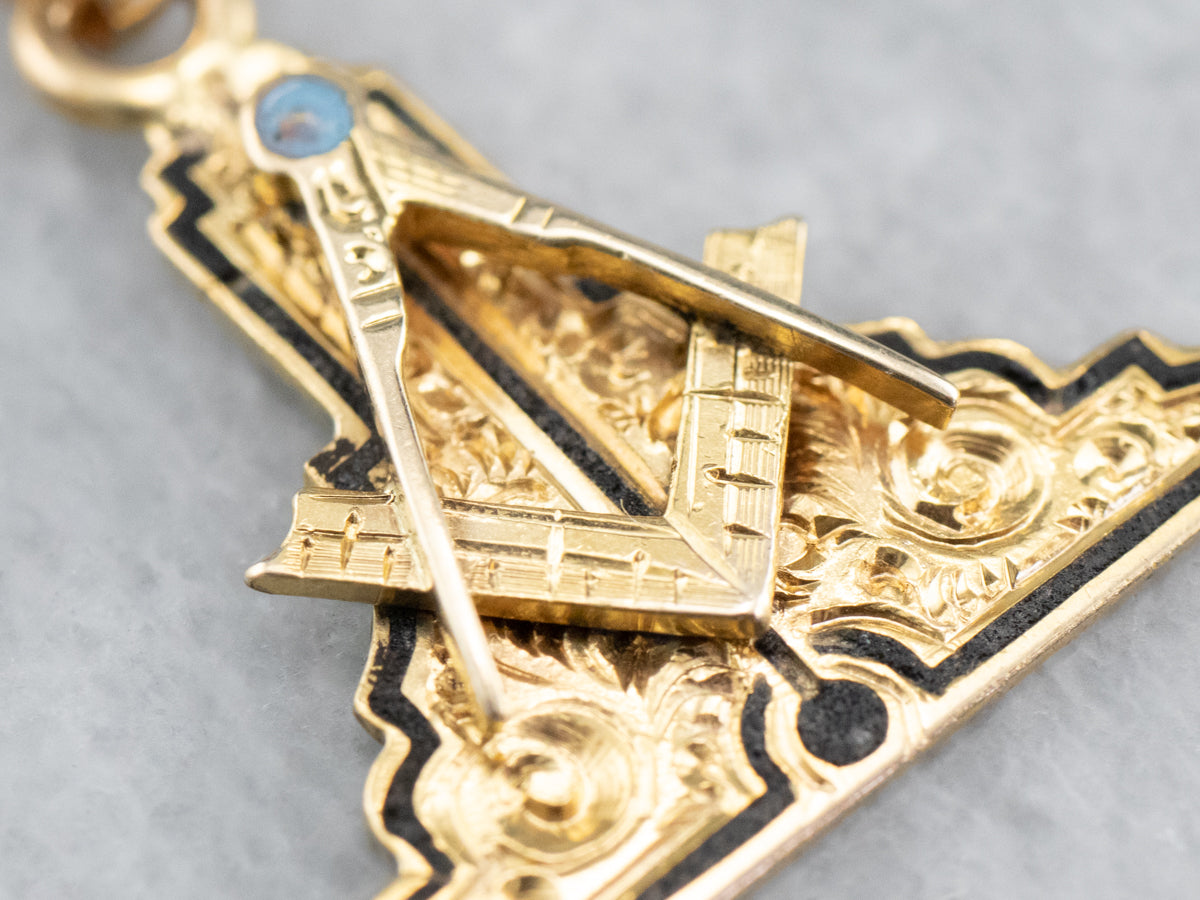 Antique Masonic Enamel and Gold Pendant
