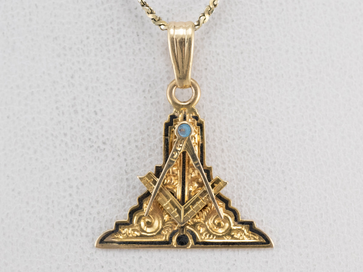 Antique Masonic Enamel and Gold Pendant