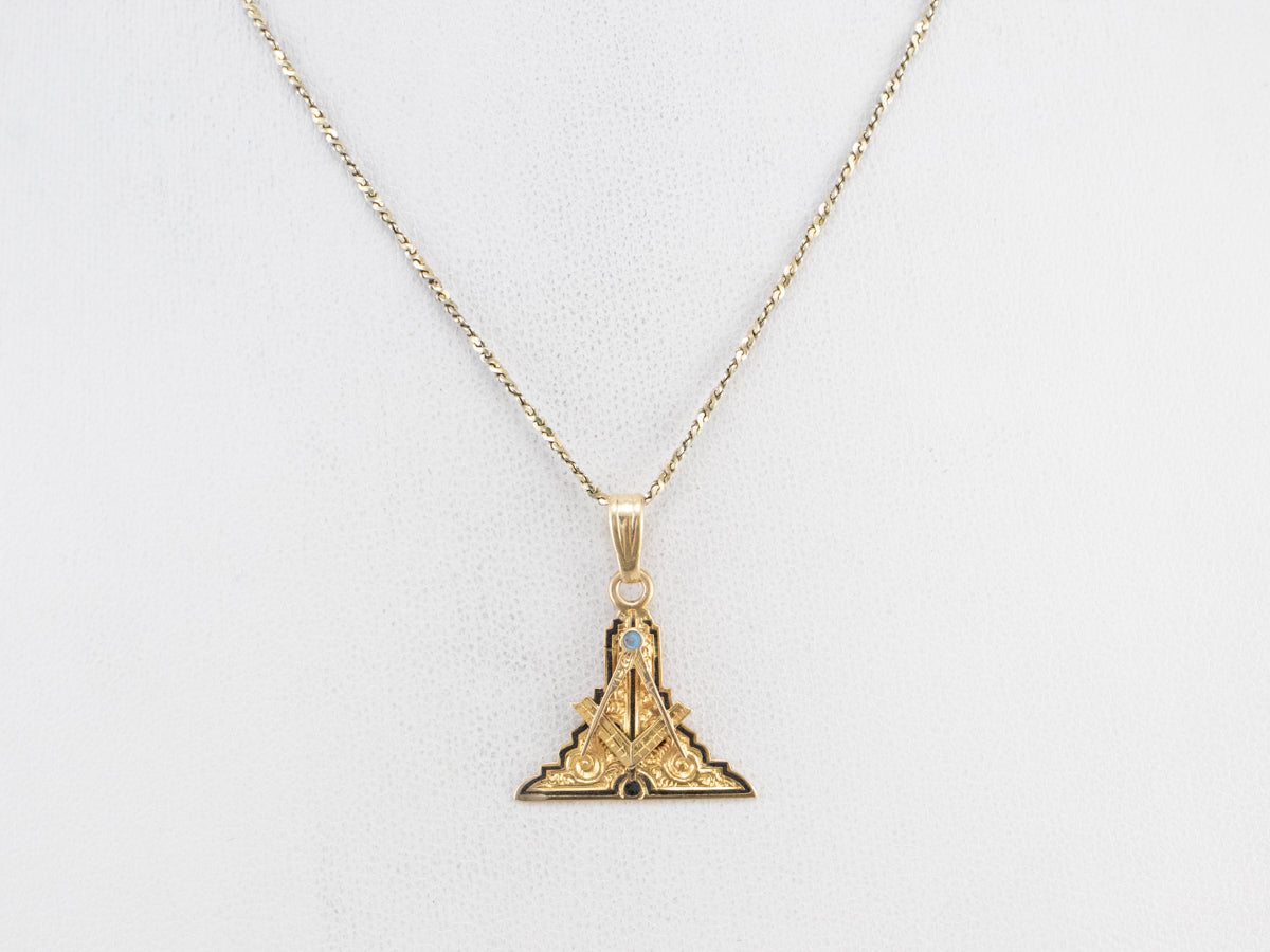 Antique Masonic Enamel and Gold Pendant