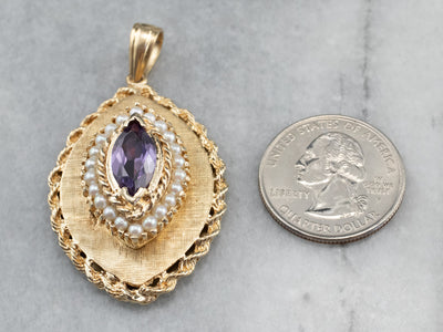 Marquise Amethyst and Pearl Gold Locket
