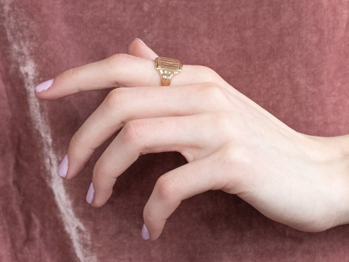 Retro "RD" Gold Signet Ring