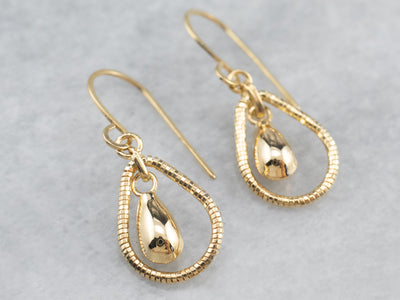 Sparkling Teardrop 18K Gold Drop Earrings