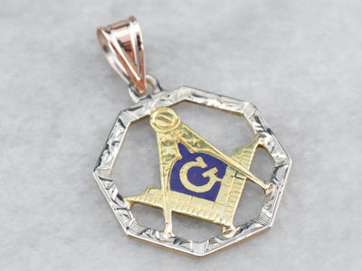 Enamel Masonic Tri Color Gold Medal Pendant
