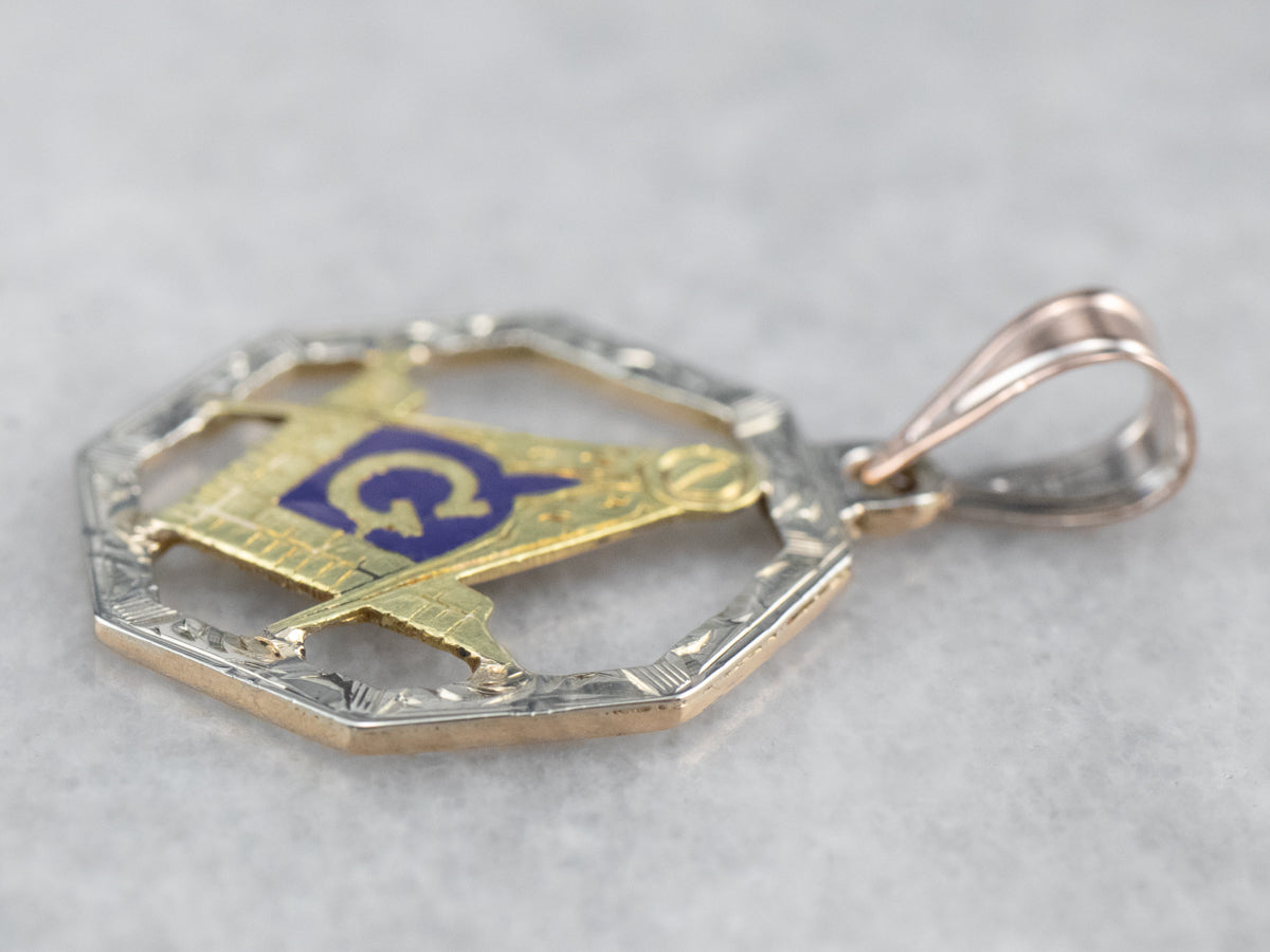 Enamel Masonic Tri Color Gold Medal Pendant