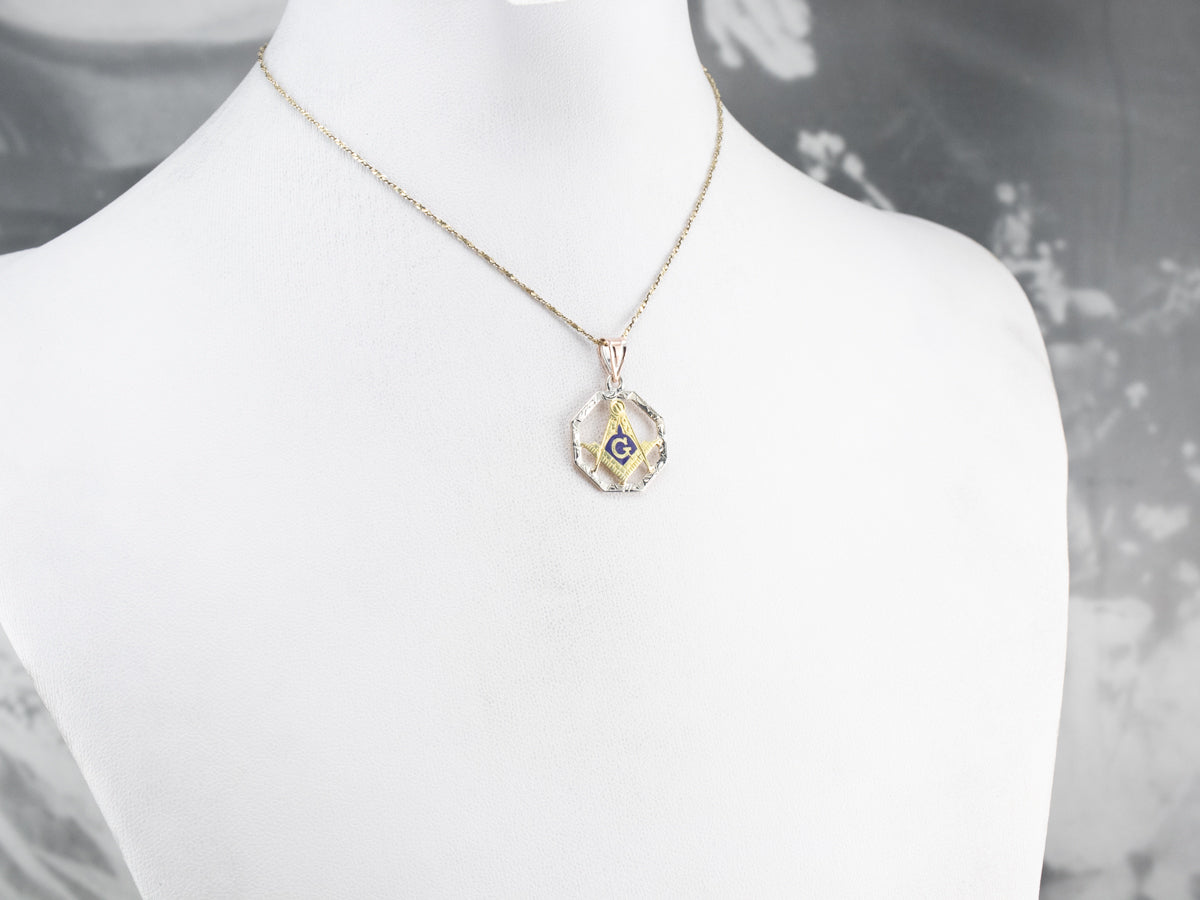 Enamel Masonic Tri Color Gold Medal Pendant
