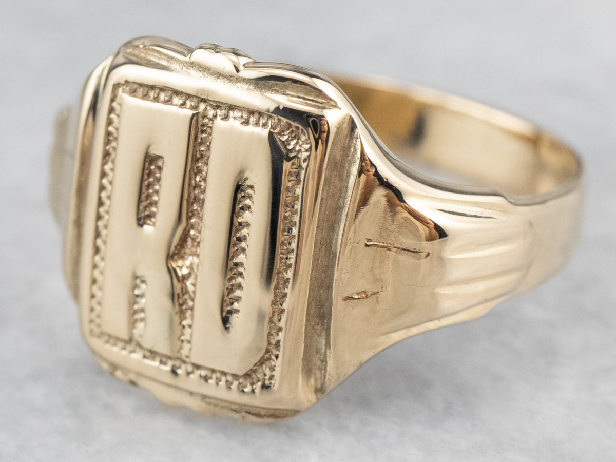 Retro "RD" Gold Signet Ring