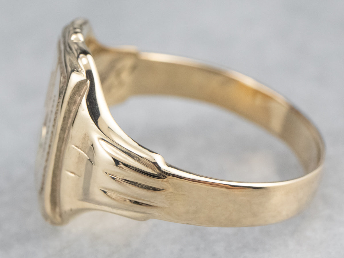 Retro "RD" Gold Signet Ring