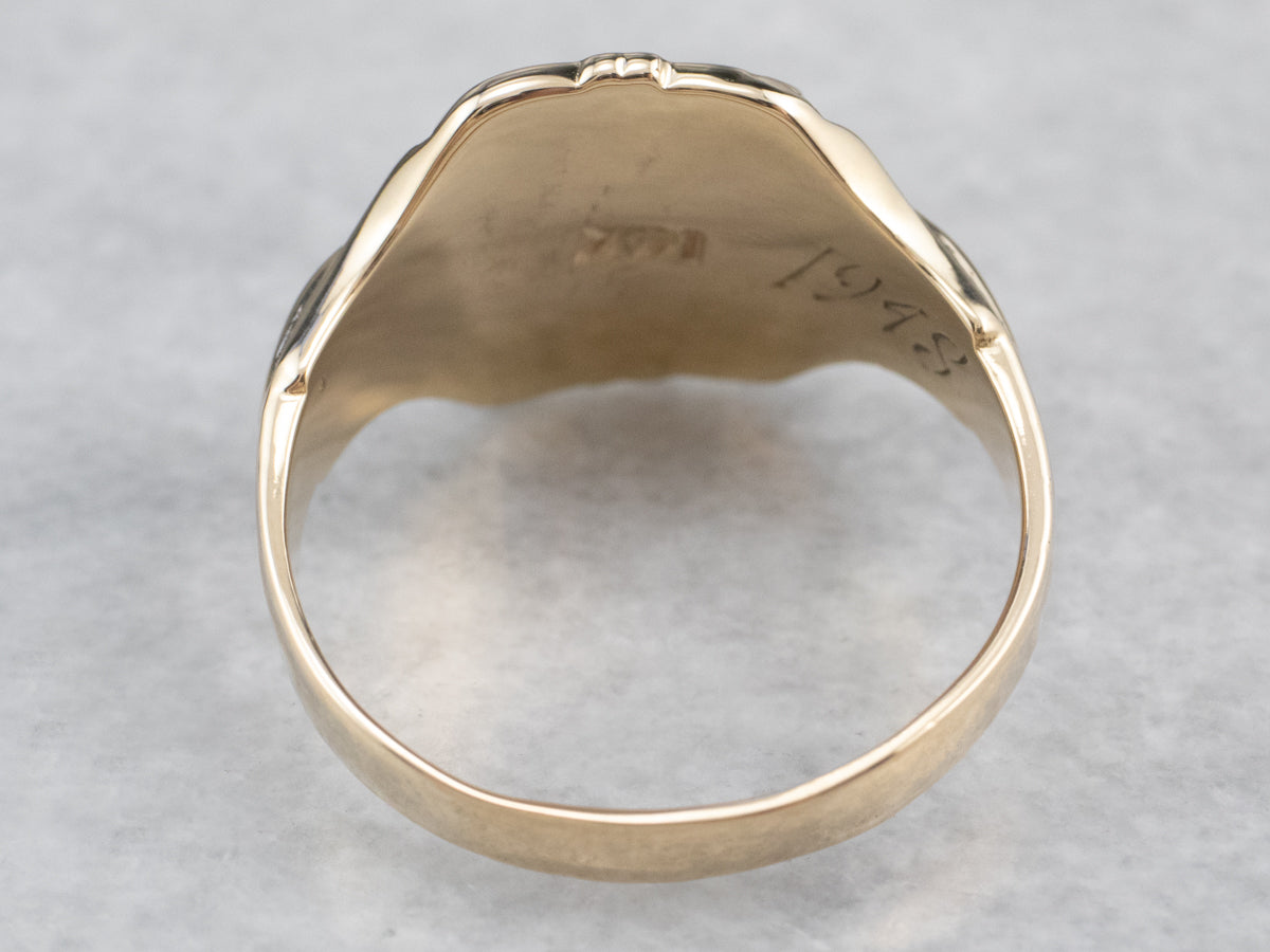Retro "RD" Gold Signet Ring