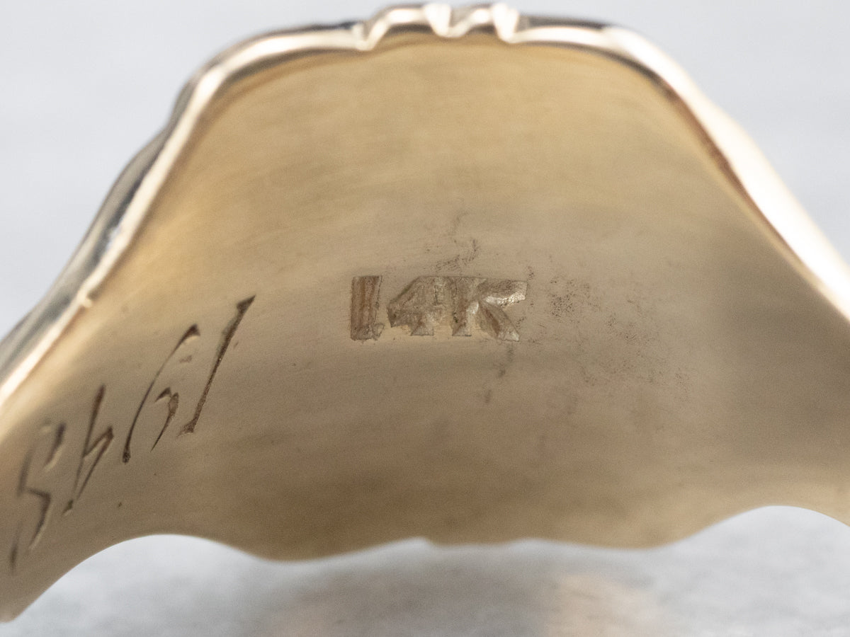 Retro "RD" Gold Signet Ring