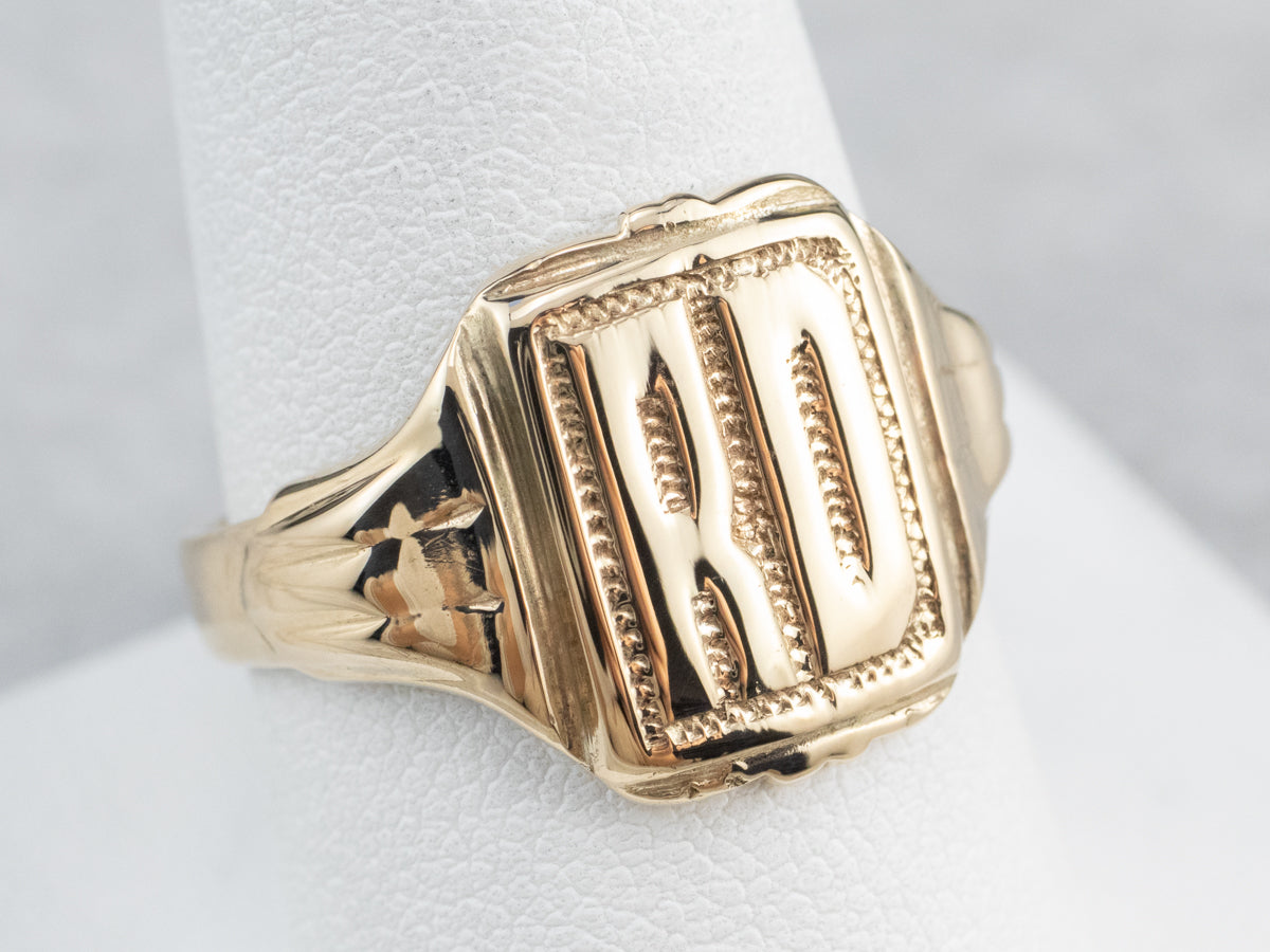 Retro "RD" Gold Signet Ring