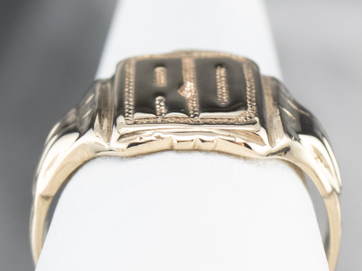 Retro "RD" Gold Signet Ring