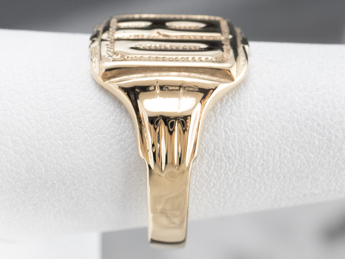 Retro "RD" Gold Signet Ring