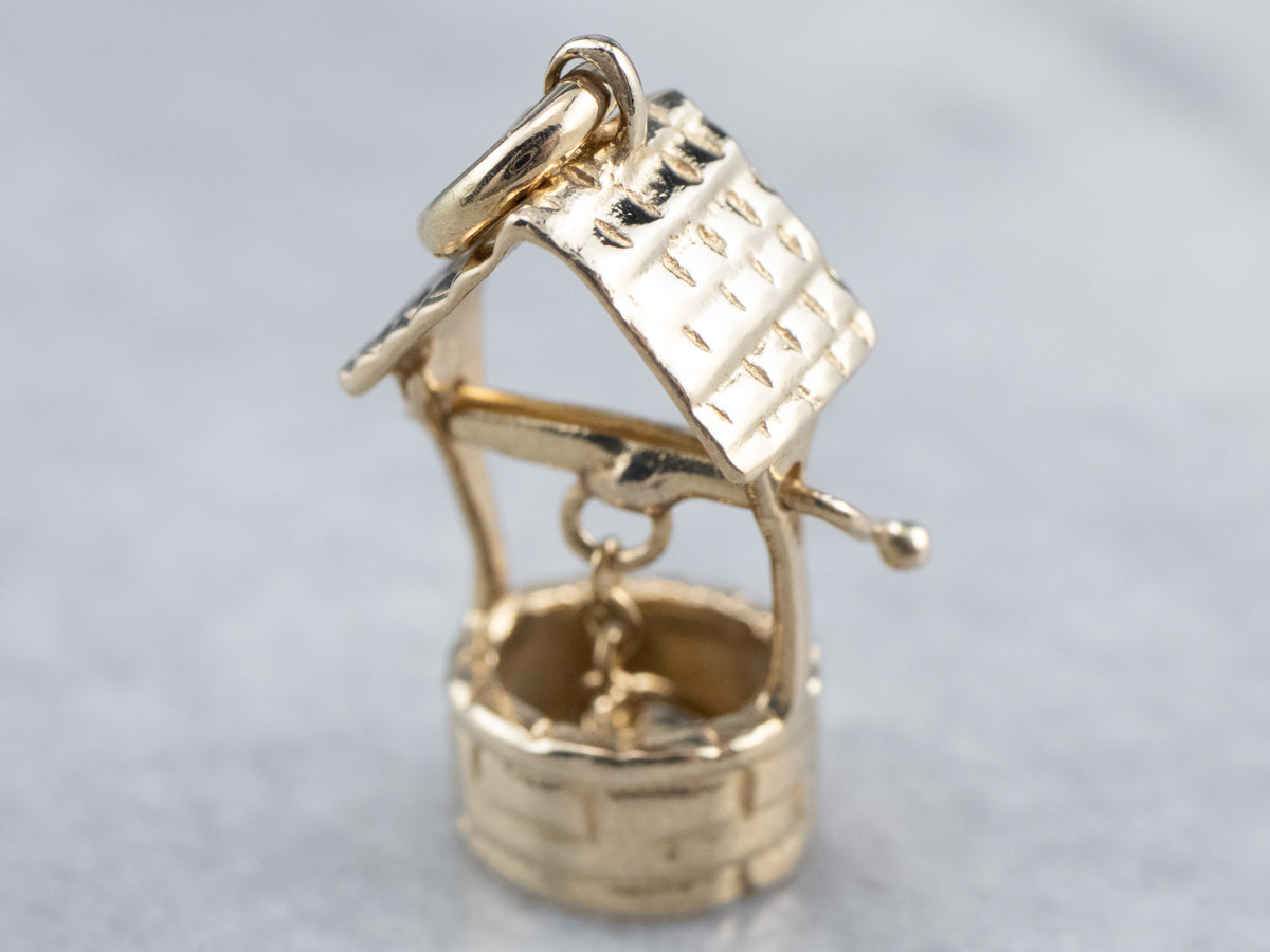 14K Gold Moving Water Well Charm