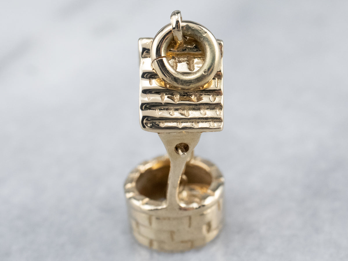 14K Gold Moving Water Well Charm