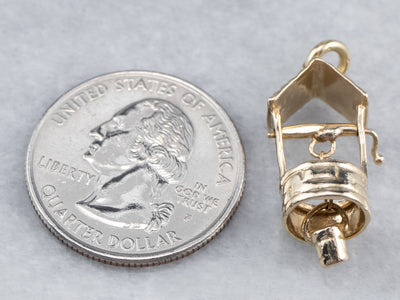 14K Gold Moving Water Well Charm