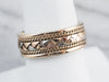 Tri Color Gold Woven Patterned Band Ring