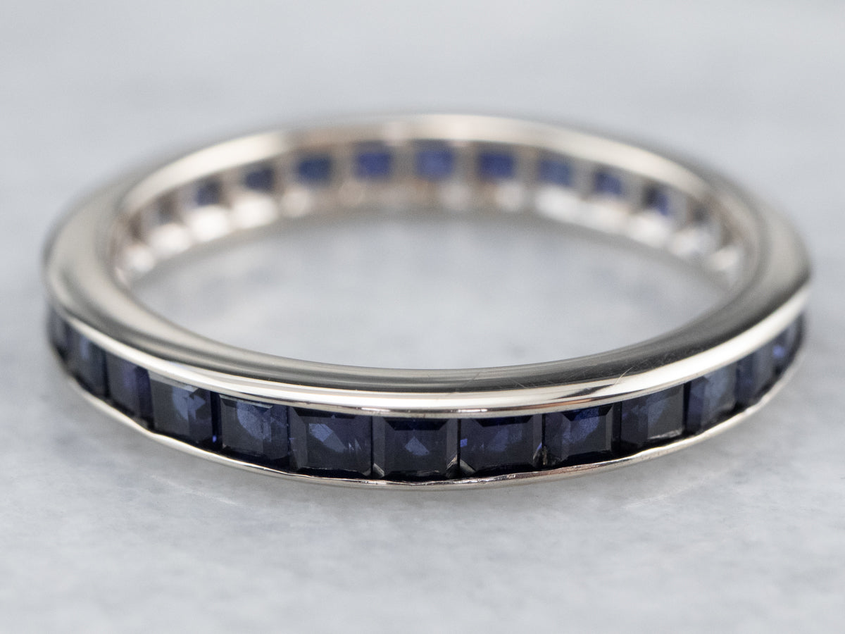 Synthetic Sapphire White Gold Eternity Band