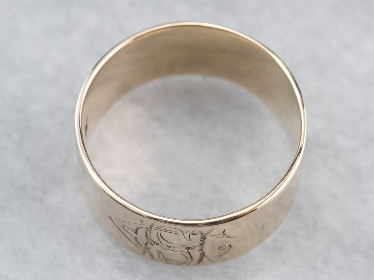 Antique Monogram Gold Cigar Band Ring