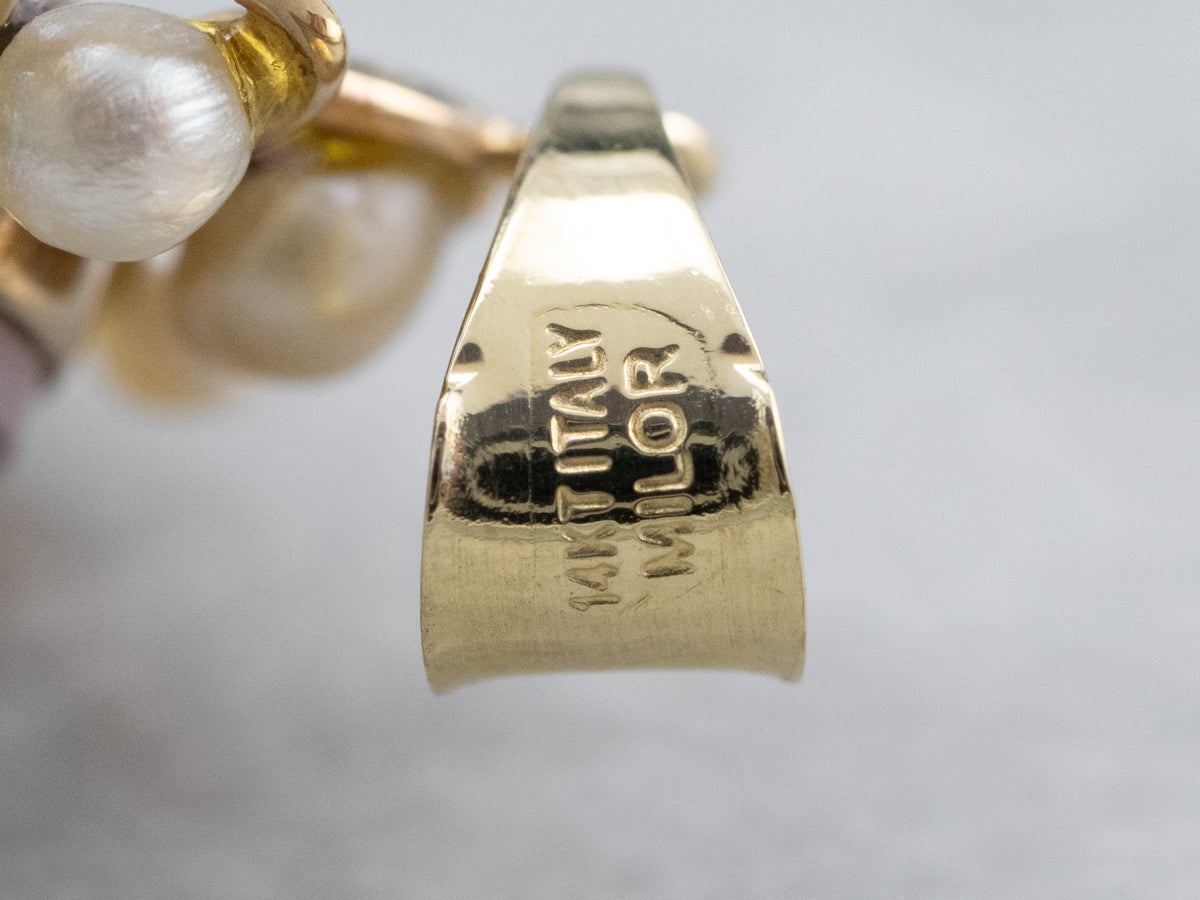 Vintage Sardonyx Cameo Pearl Halo Gold Pendant