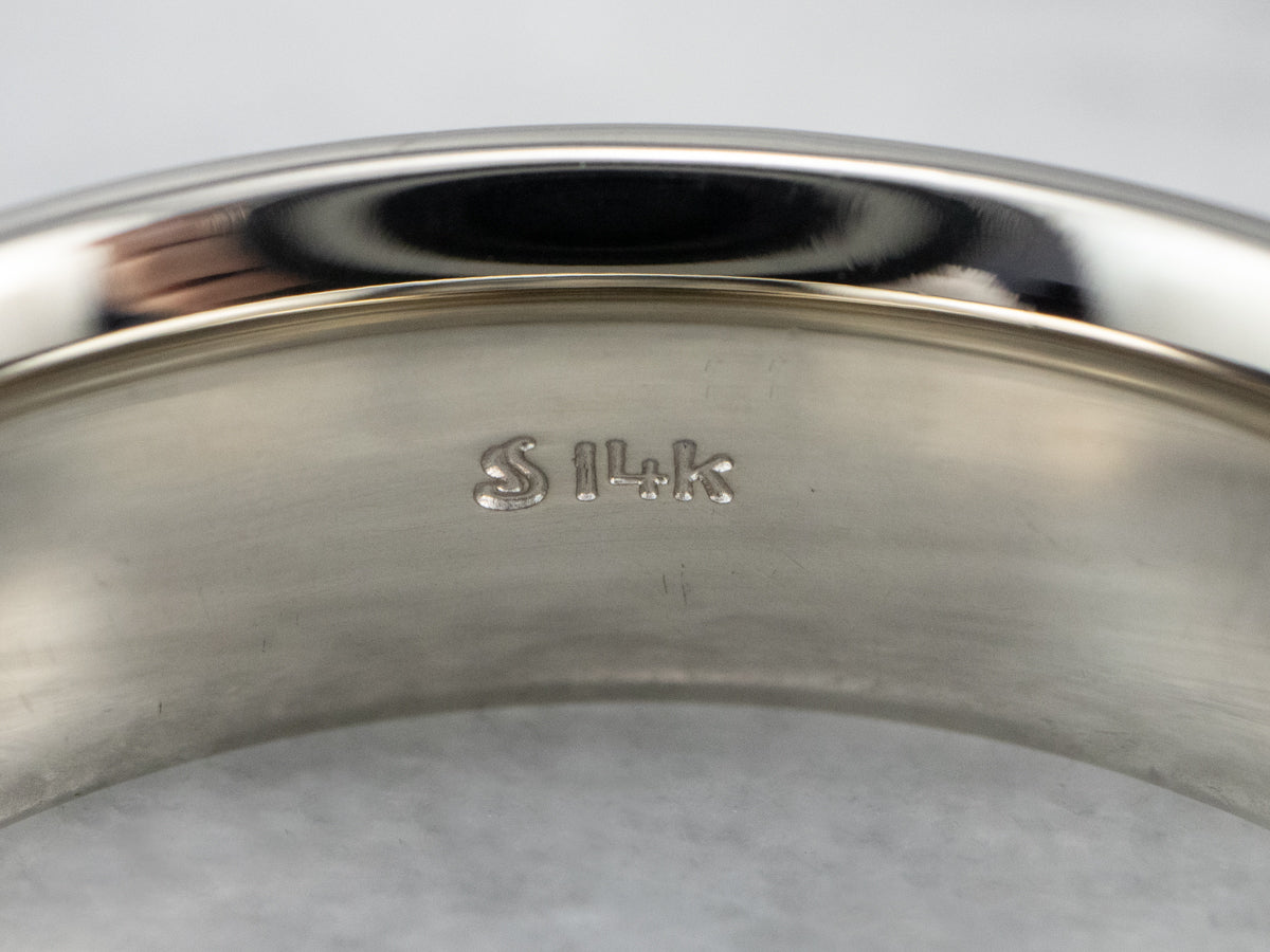 Braid Patterned White Gold Men's Band