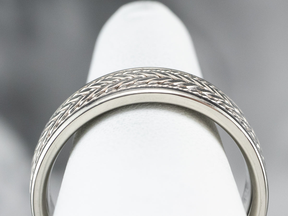 Braid Patterned White Gold Men's Band