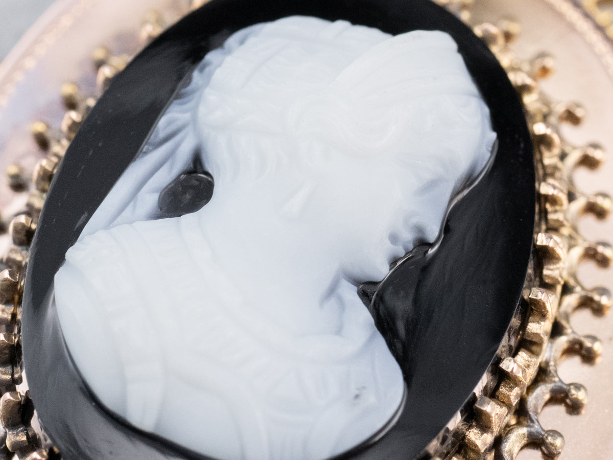 Antique Onyx Cameo Gold Pendant