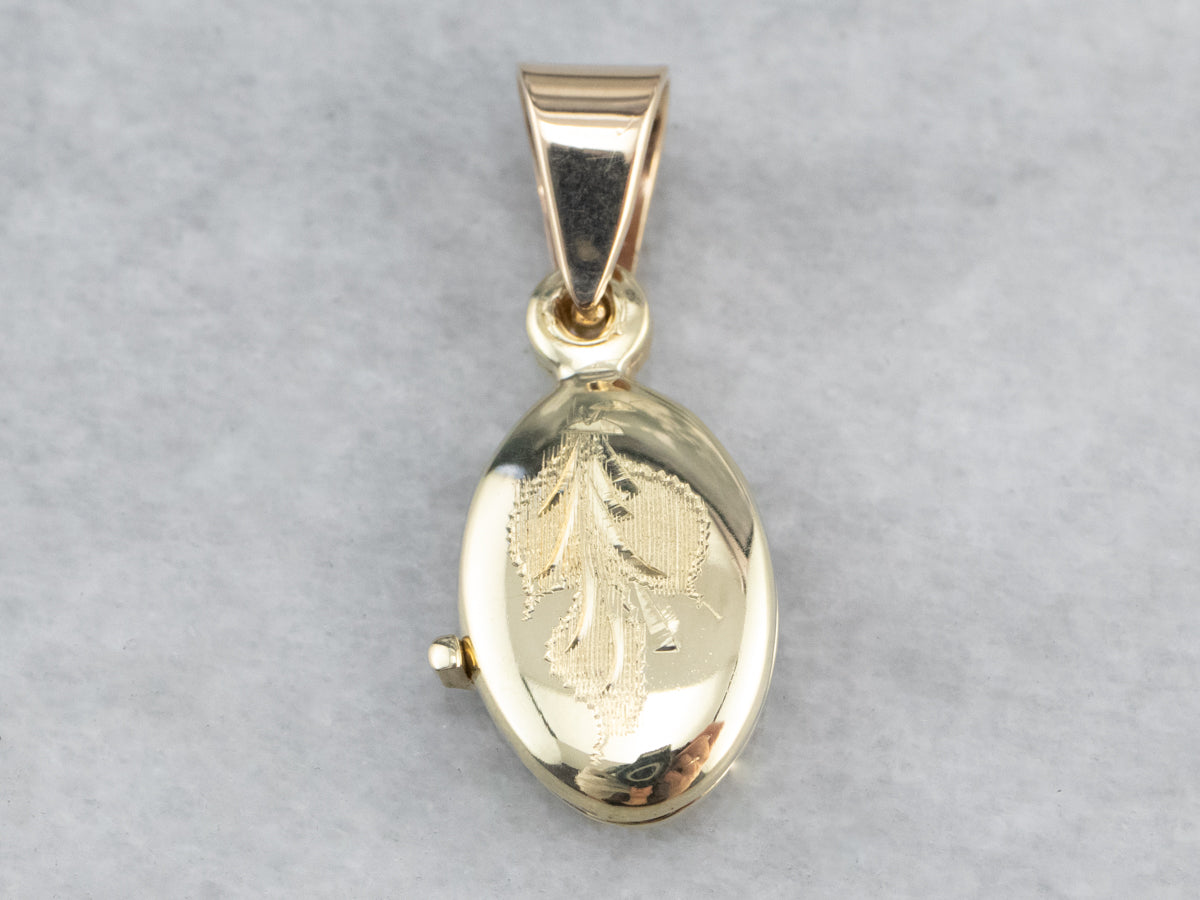 Engraved Gold Botanical Locket
