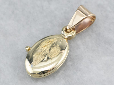 Engraved Gold Botanical Locket
