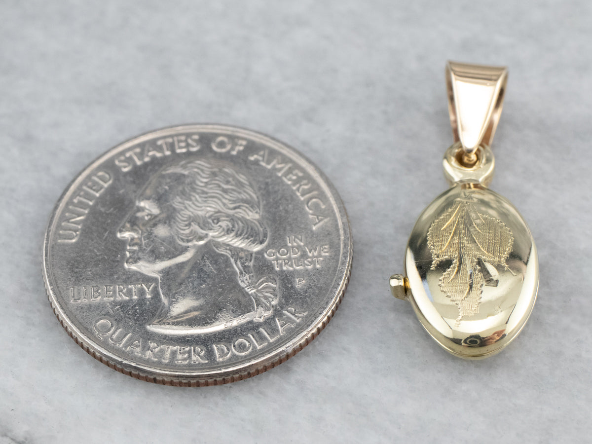 Engraved Gold Botanical Locket