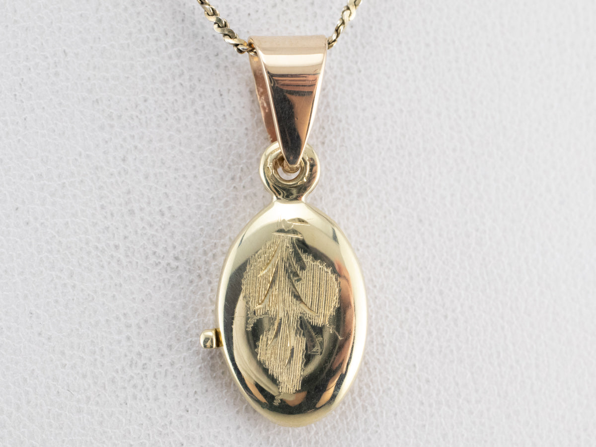 Engraved Gold Botanical Locket