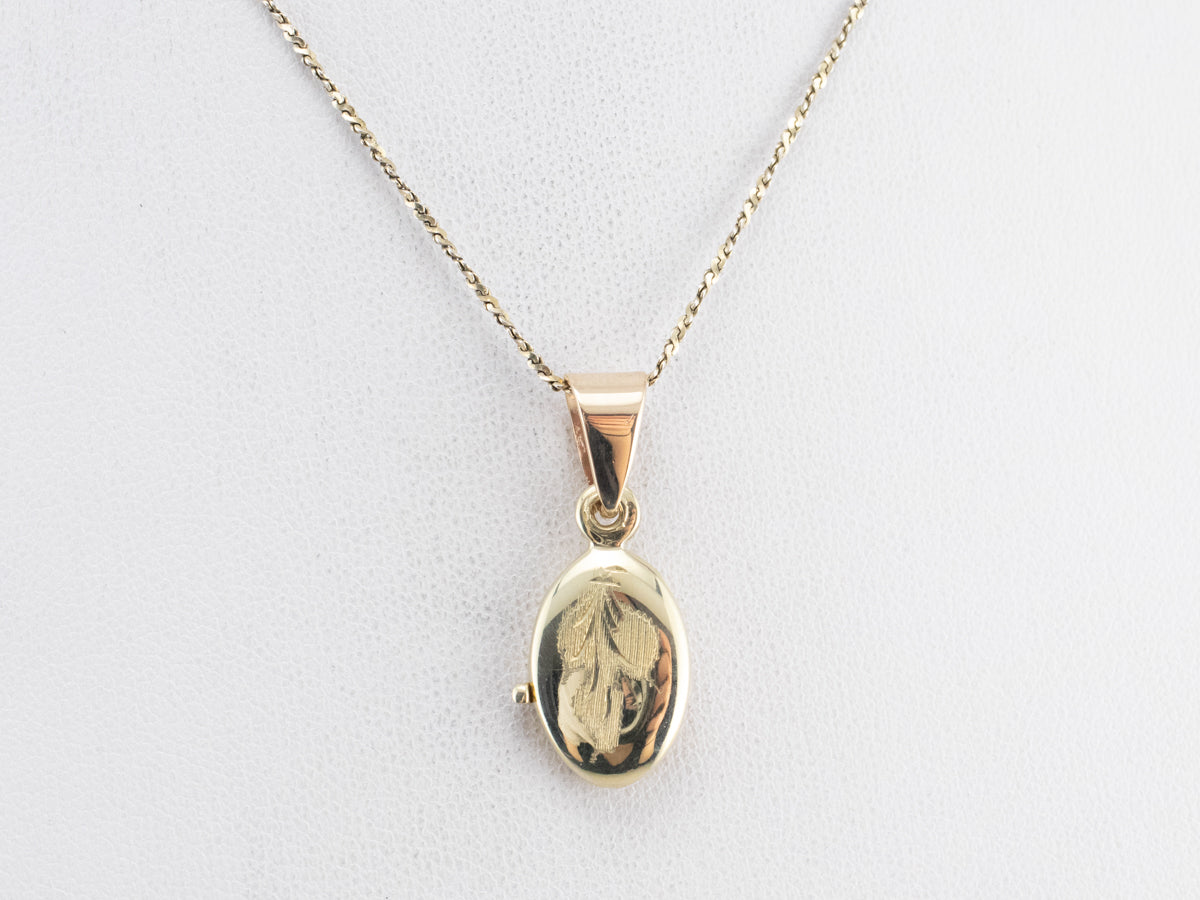 Engraved Gold Botanical Locket