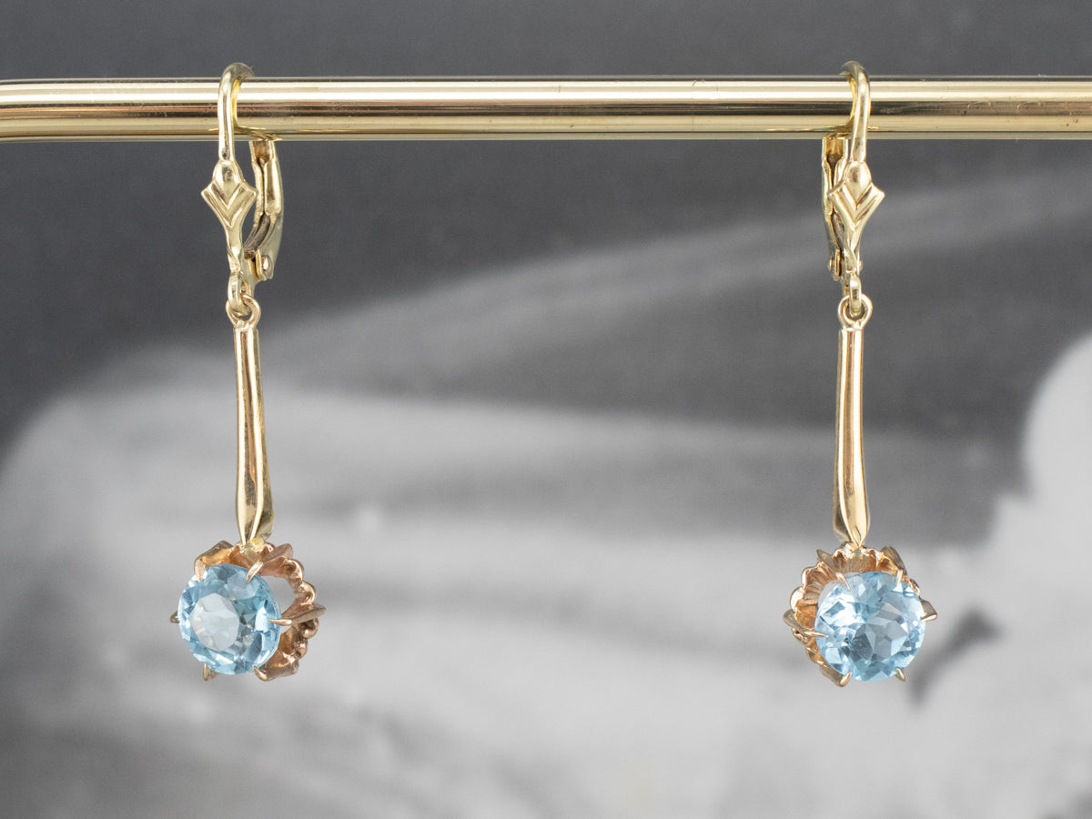 Pendientes colgantes de topacio azul dorado
