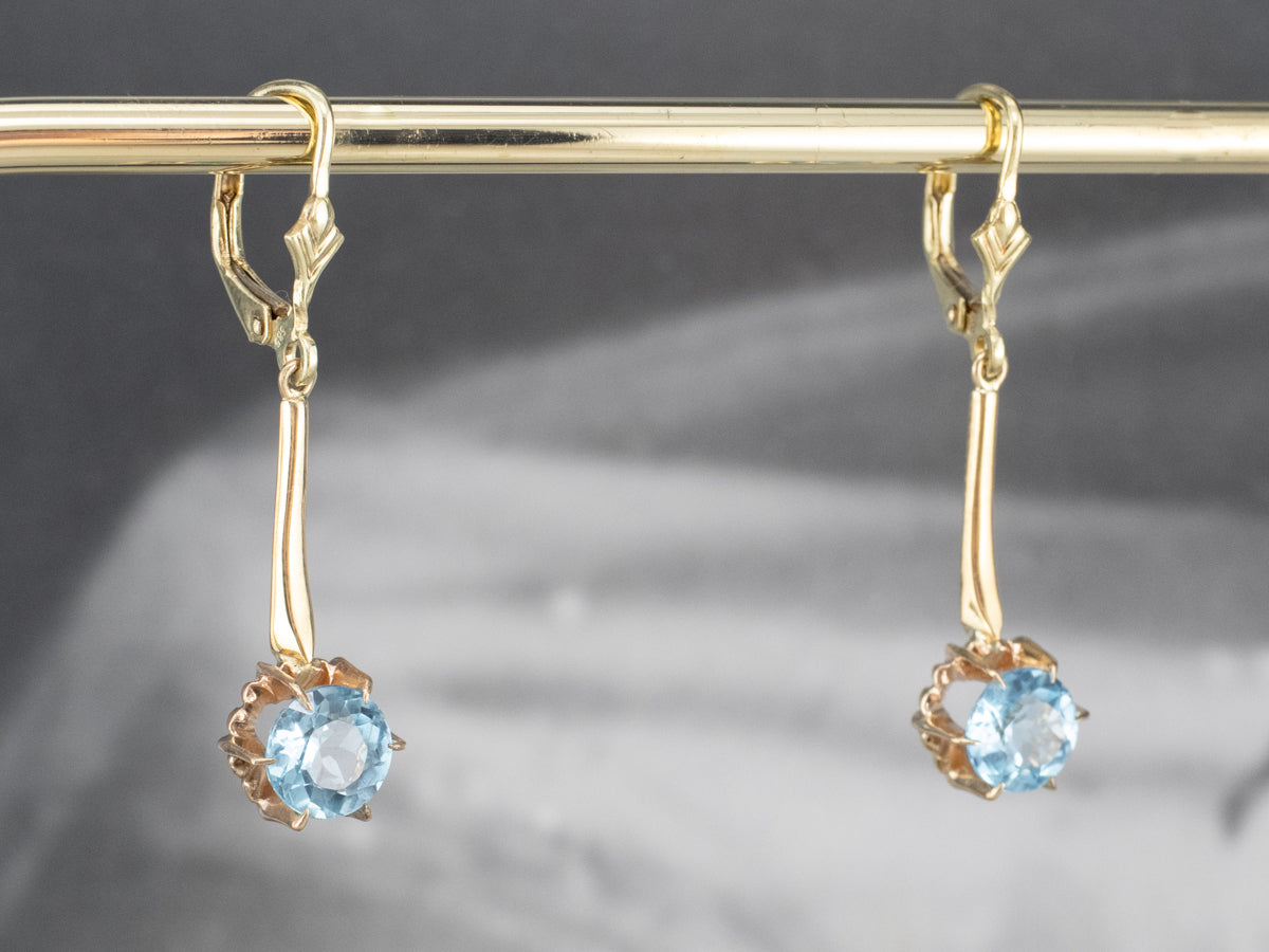 Pendientes colgantes de topacio azul dorado