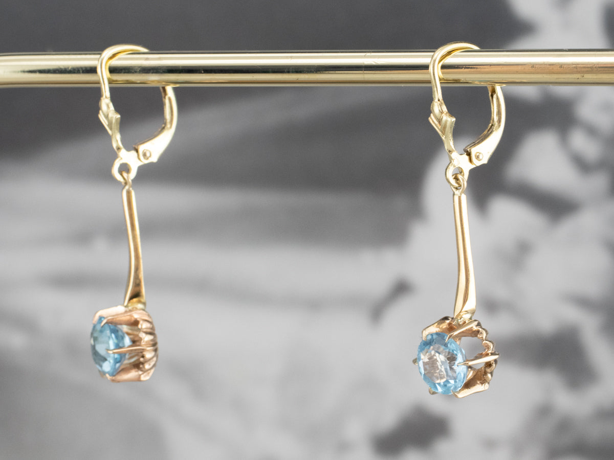 Pendientes colgantes de topacio azul dorado