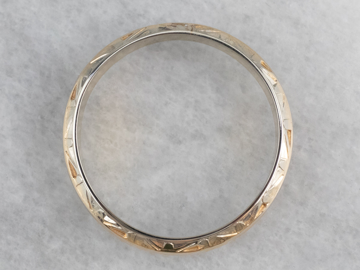 Two Tone Gold Patterned Band