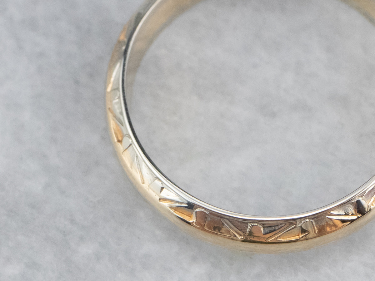 Two Tone Gold Patterned Band