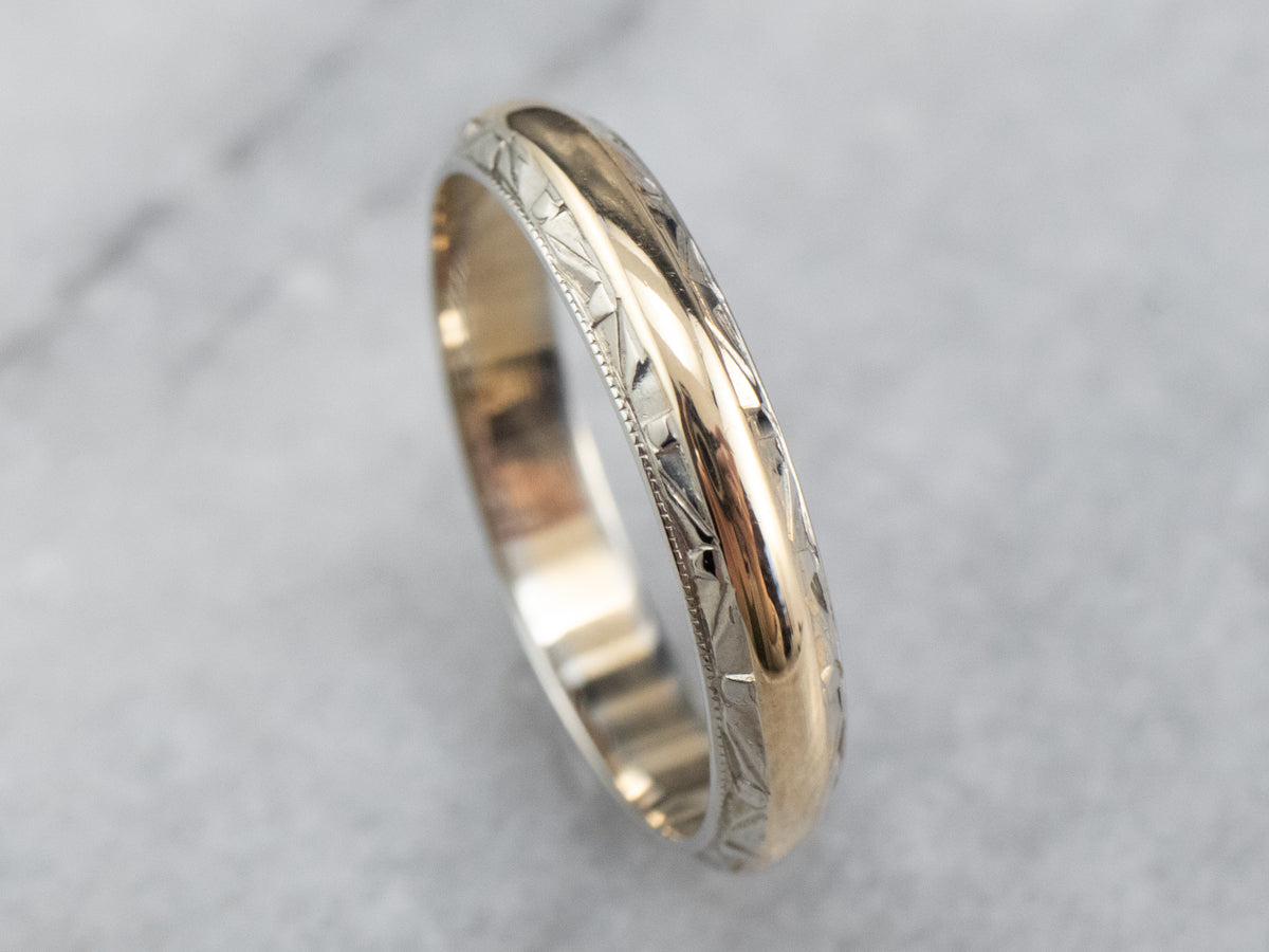 Two Tone Gold Patterned Band