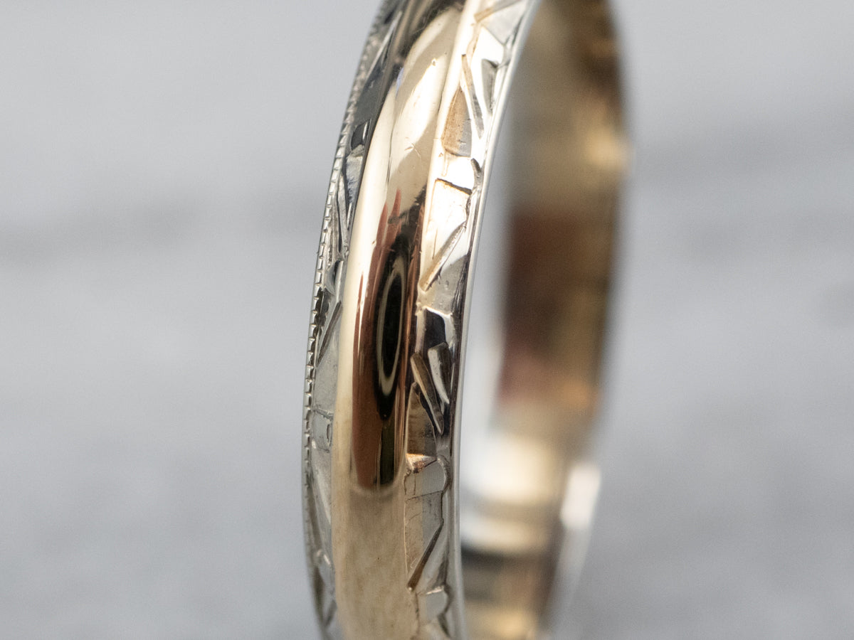 Two Tone Gold Patterned Band