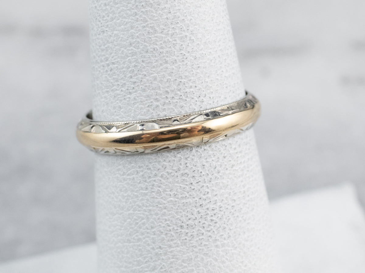 Two Tone Gold Patterned Band
