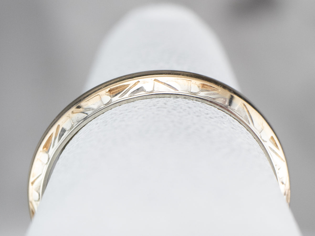 Two Tone Gold Patterned Band