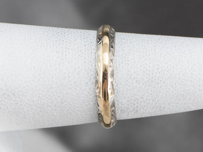 Two Tone Gold Patterned Band