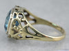 Art Nouveau Blue Topaz Green Gold Filigree Ring