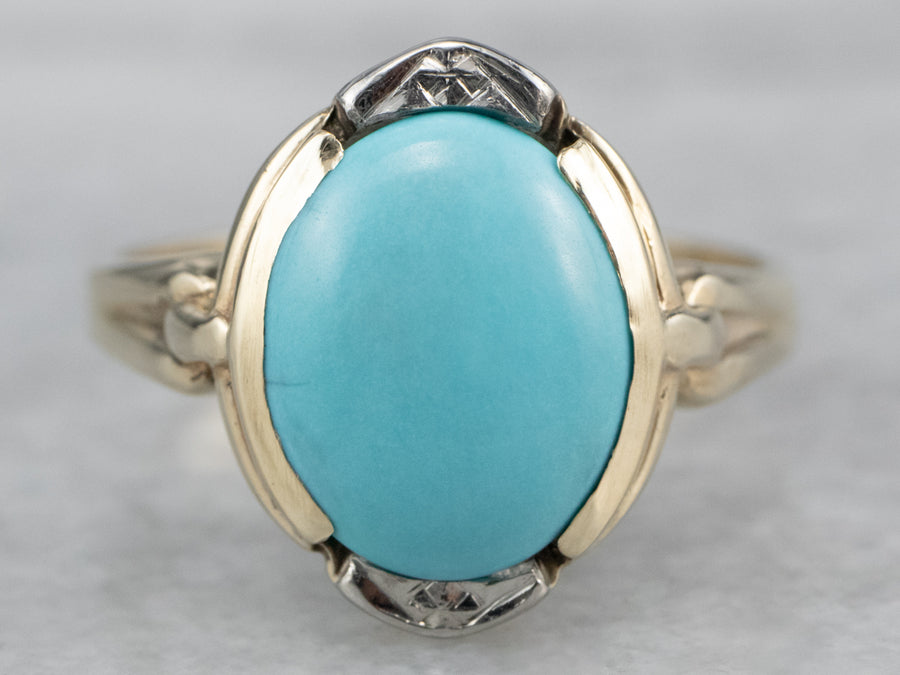 Vintage Turquoise Two Tone Gold Ring